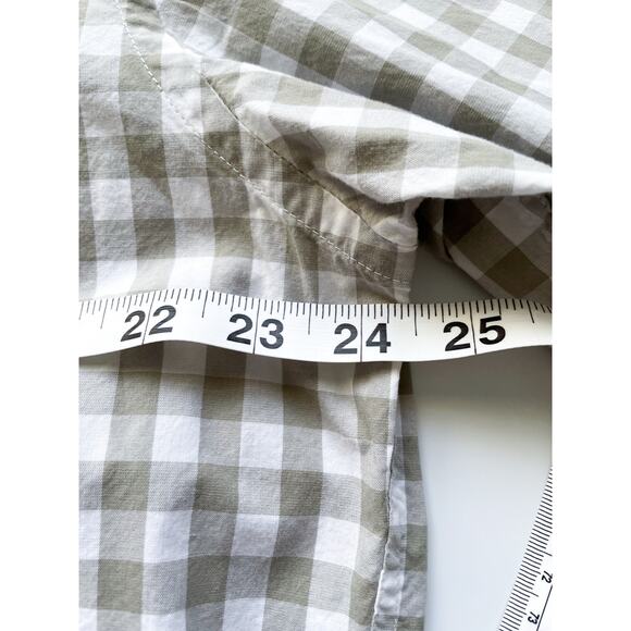 Men's J.Crew Factory Gray and White Checked Dress Shirt Classic Flex Washed XL - Picture 4 of 6